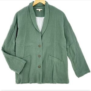 NWT Promesa Cotton Gauze Blazer Jacket Sage Button Down